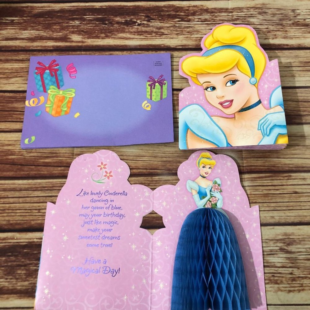 Hallmark Birthday Signature Cards ~Disney Cinderella Iconic Blue Honeycomb Gown
